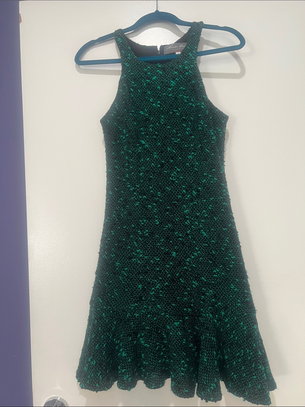 HUNTER BELL Emerald Green Textured Halter Cocktail Dress size S